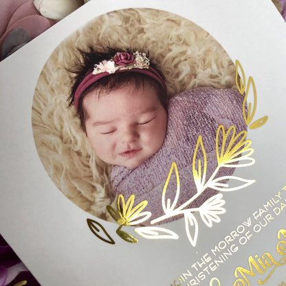 Christening or Baptism Photo Foil Invitation - Glitzy Prints