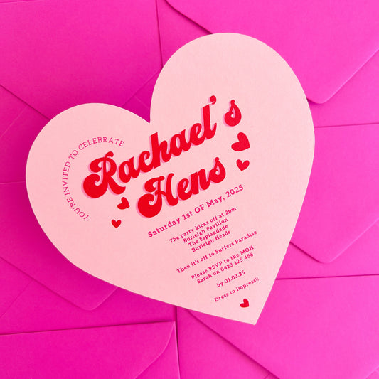 Heart Shaped Hens Birthday Wedding Invitation