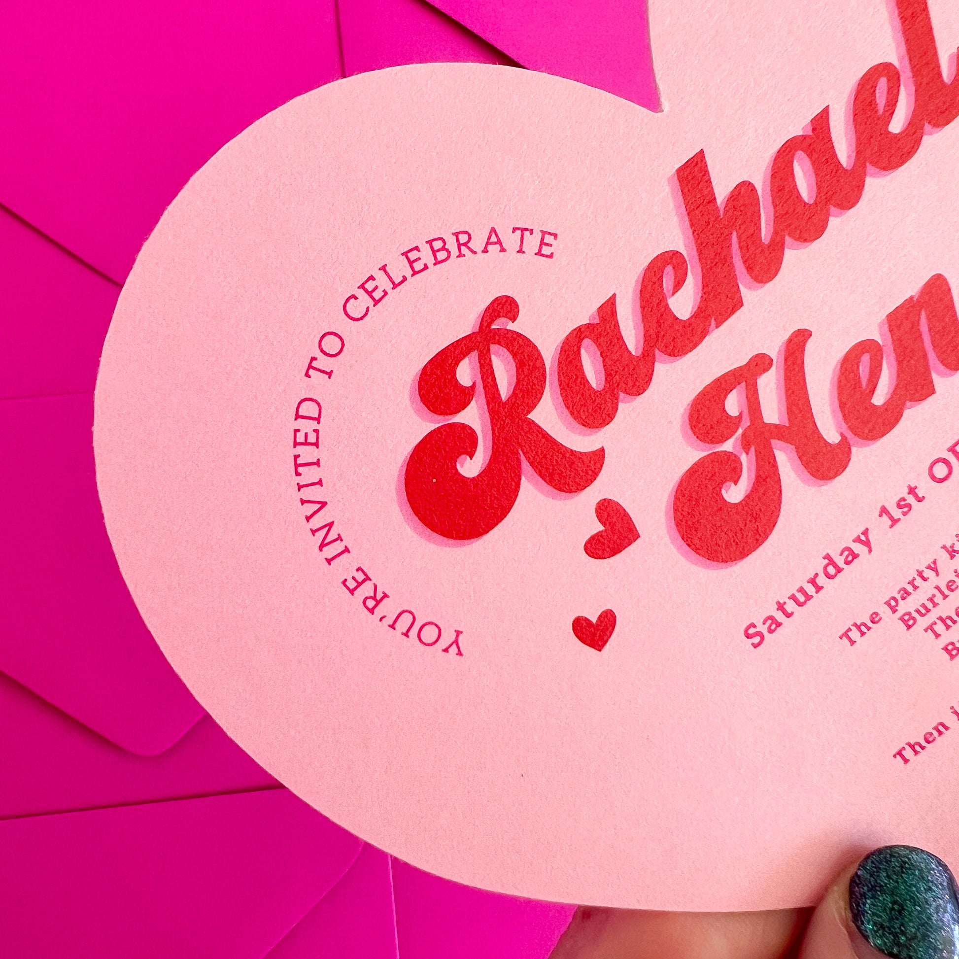 Heart Shaped Hens Birthday Wedding Invitation