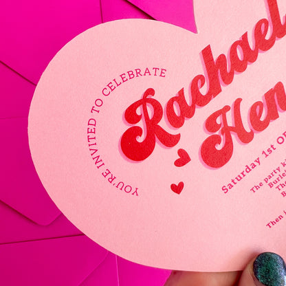 Heart Shaped Hens Birthday Wedding Invitation