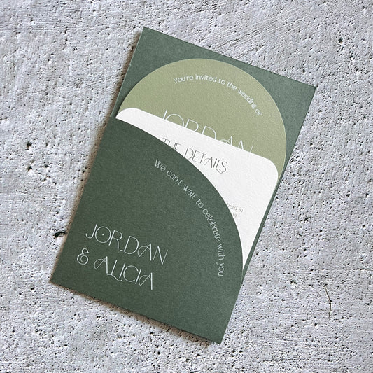 Sage Green Arch Wedding Invitation Pocket 1