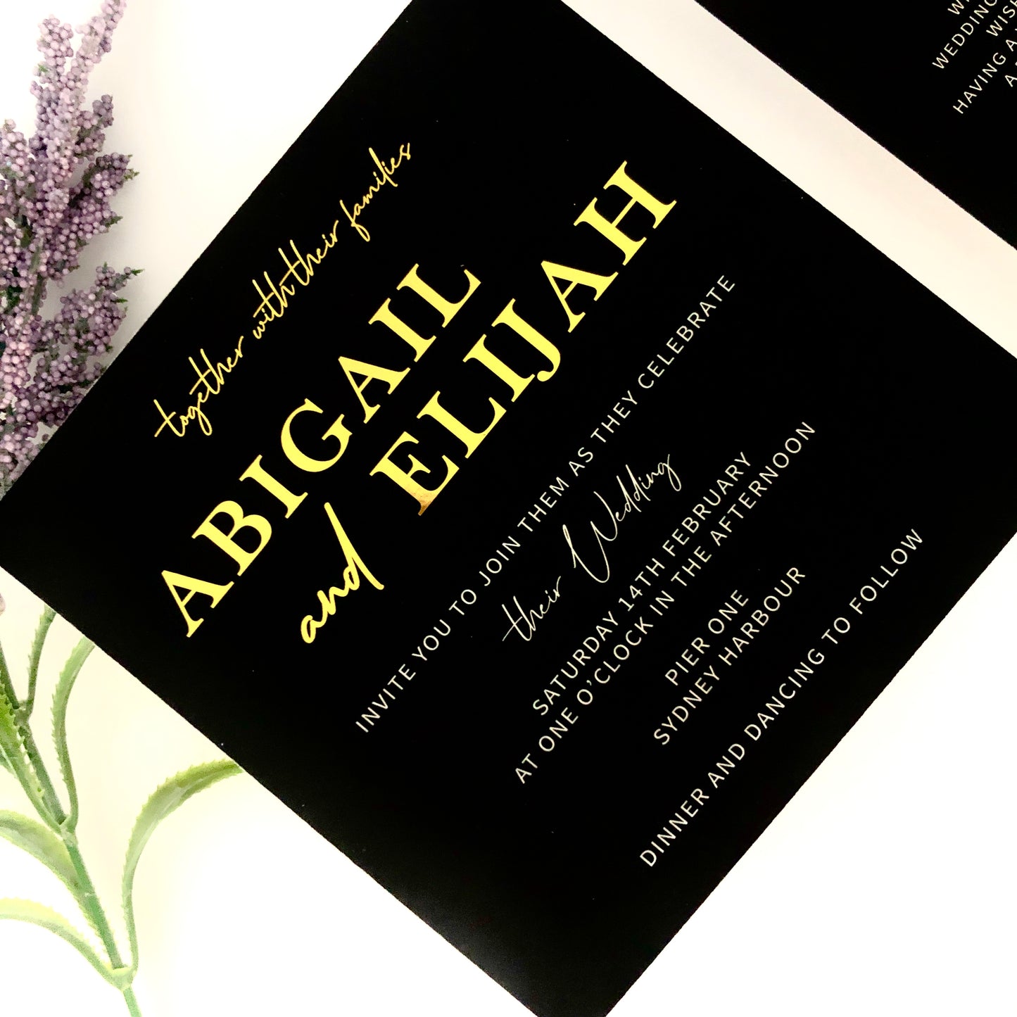 Black and Gold Wedding Invitation 2