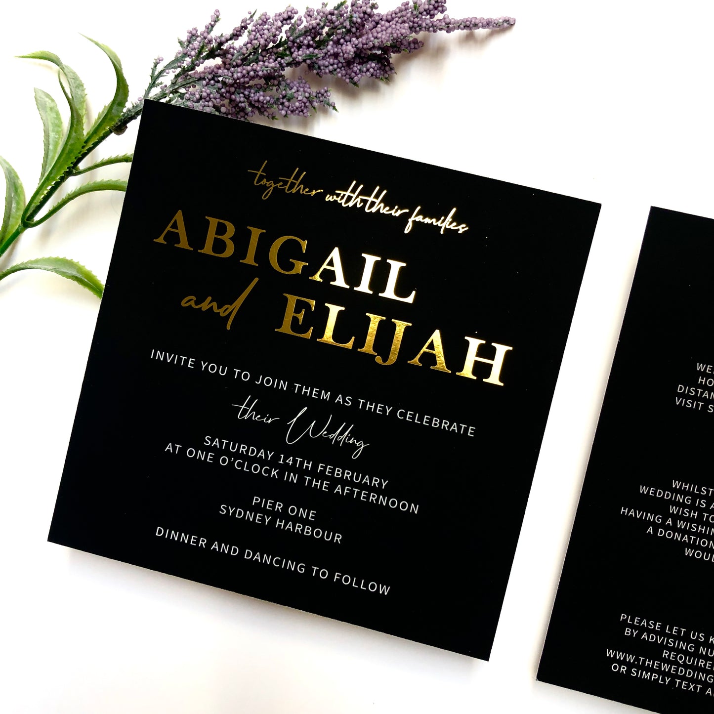 Black and Gold Wedding Invitation 1