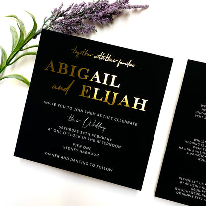 Black and Gold Wedding Invitation 1