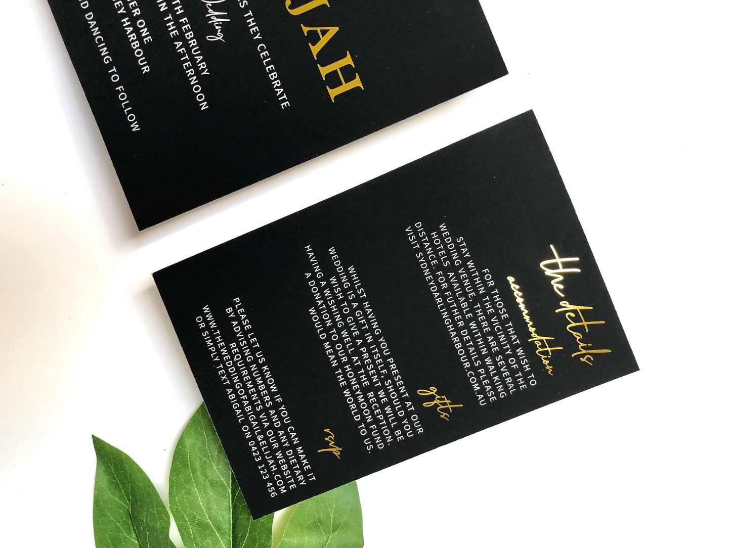 "Abigail" Black, White and Gold Foil Wedding Invitation Suite - Glitzy Prints