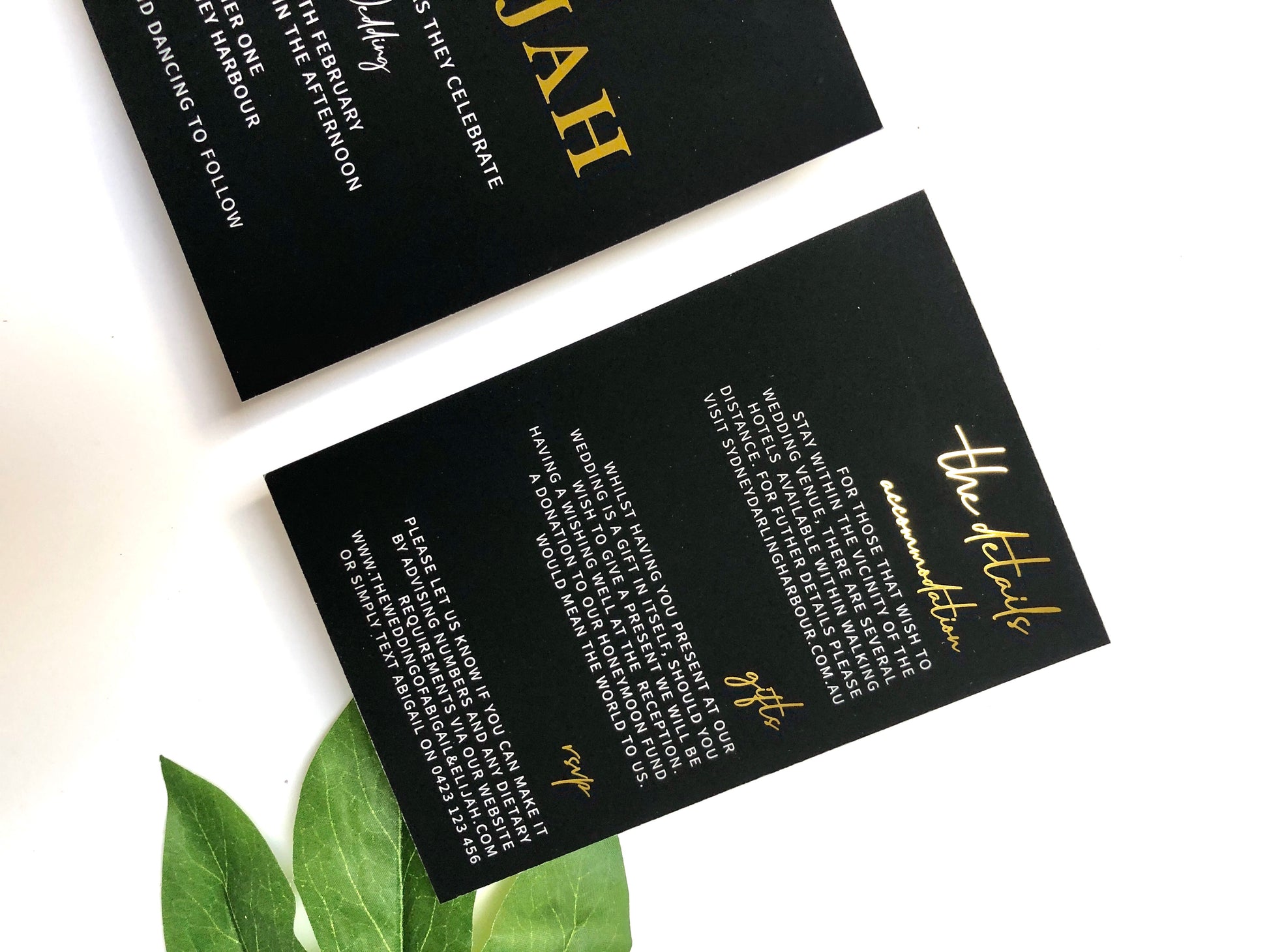 "Abigail" Black, White and Gold Foil Wedding Invitation Suite - Glitzy Prints