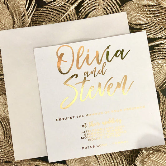 Gold Foil Olivia Invitation - Glitzy Prints