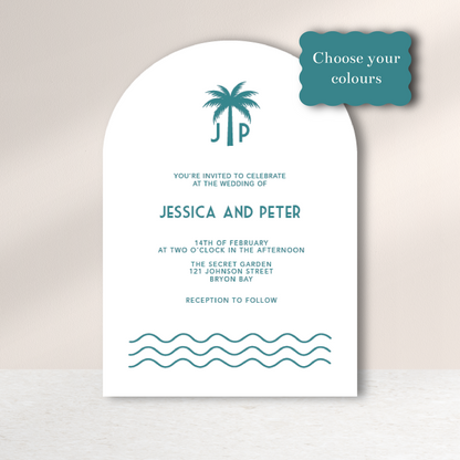 "Jessica" Tropical Wedding Invitation - Glitzy Prints