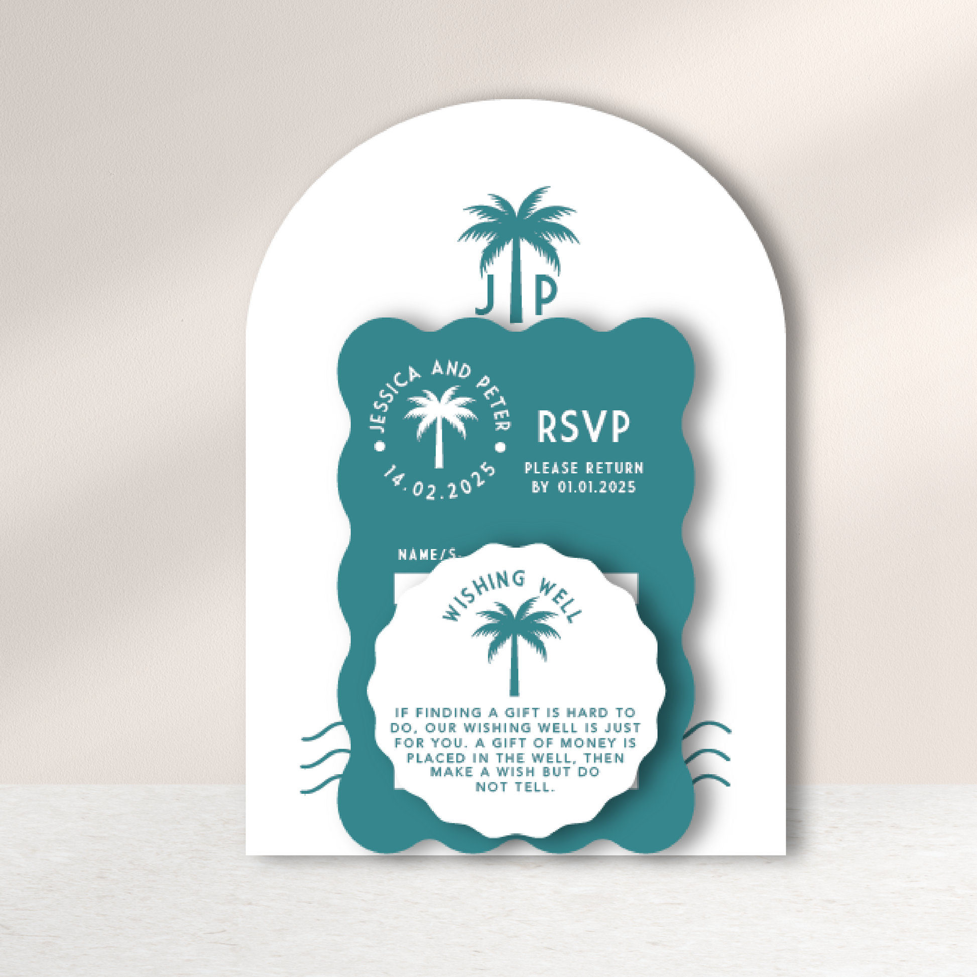 "Jessica" Tropical Wedding Invitation - Glitzy Prints