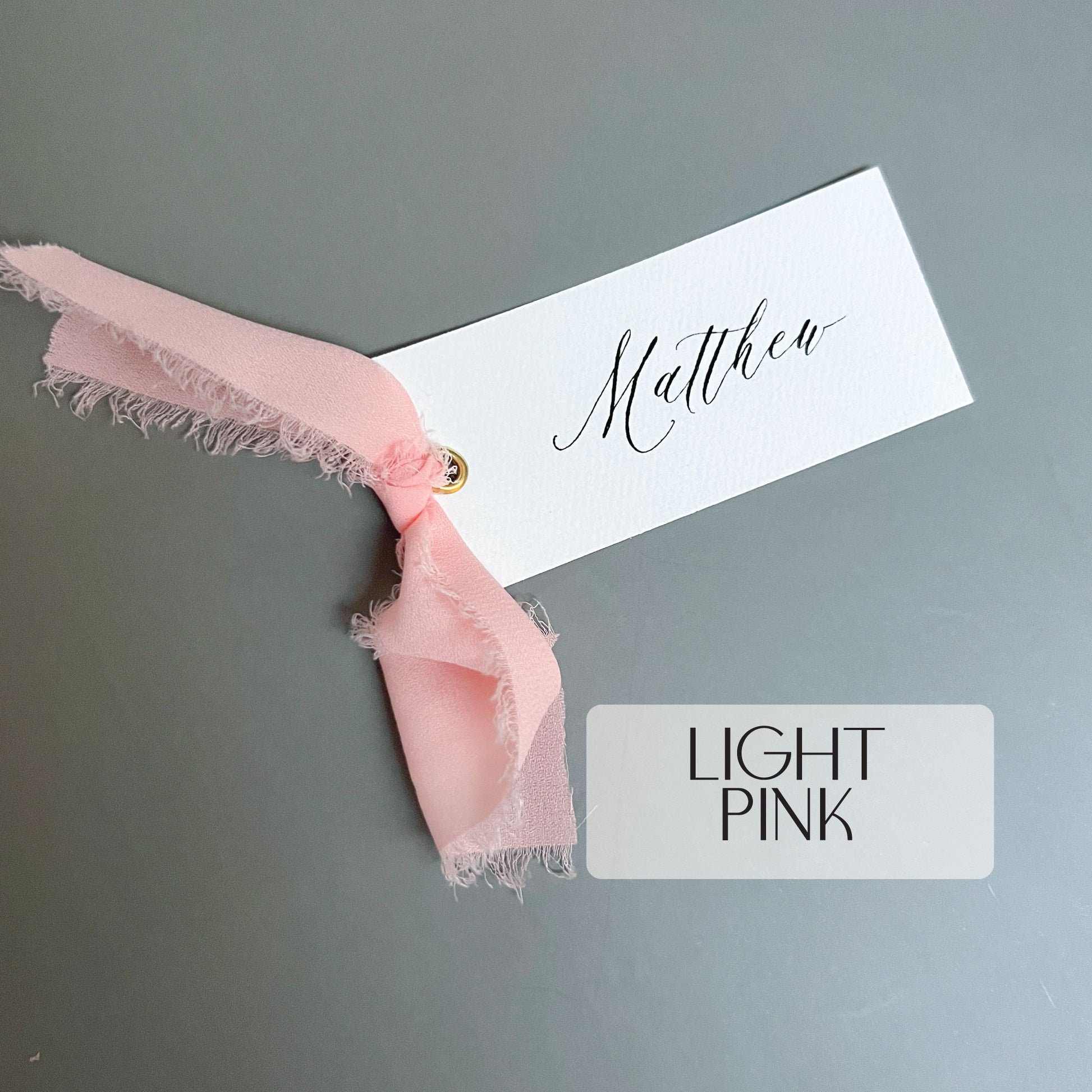 Wedding Place Cards with Silk Chiffon Frayed Ribbon - Glitzy Prints
