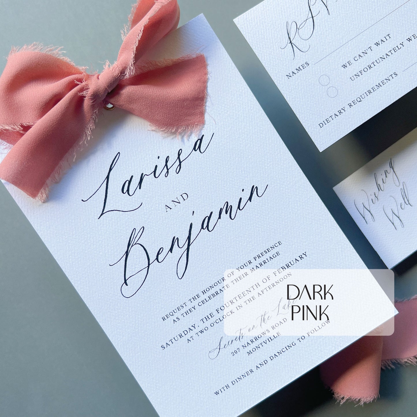 Larissa Ribbon Wedding Invitation - Glitzy Prints