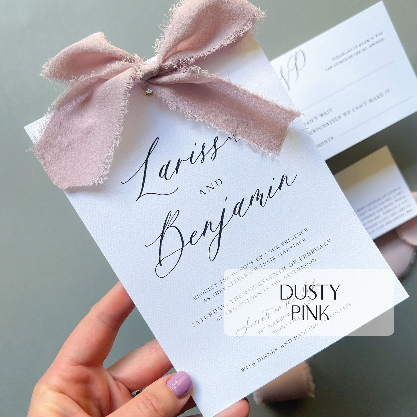 Larissa Ribbon Wedding Invitation - Glitzy Prints