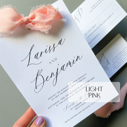Larissa Ribbon Wedding Invitation - Glitzy Prints