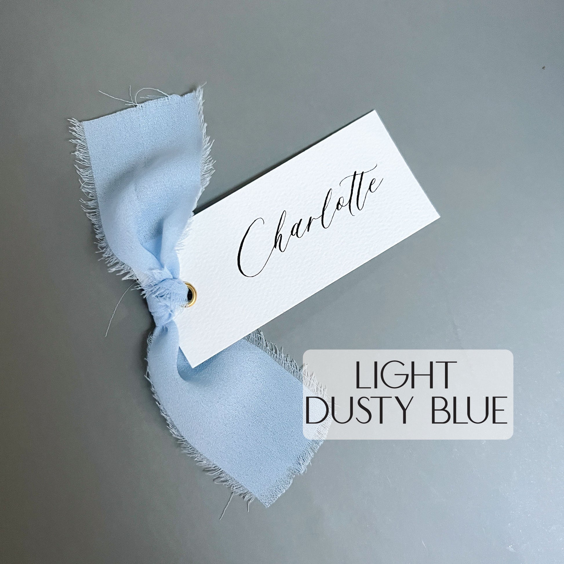 Wedding Place Cards with Silk Chiffon Frayed Ribbon - Glitzy Prints