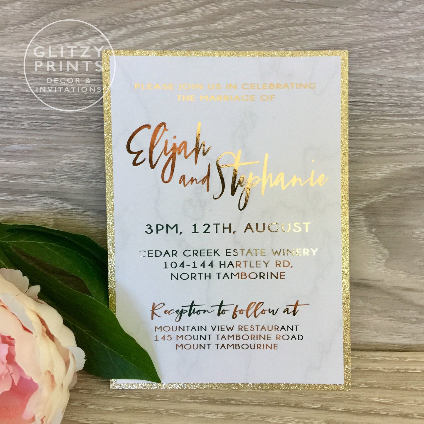 Glitter Foil Wedding Invitation - Glitzy Prints