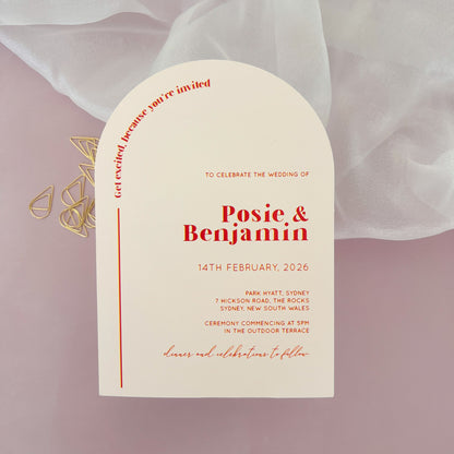 Nude Pink Arch Layered Modern Wedding Invitation Set