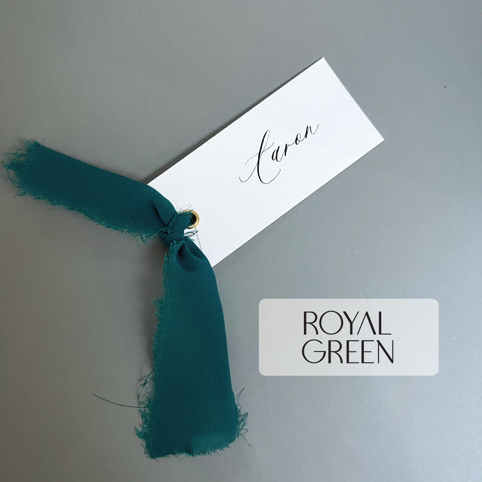 Wedding Place Cards with Silk Chiffon Frayed Ribbon - Glitzy Prints