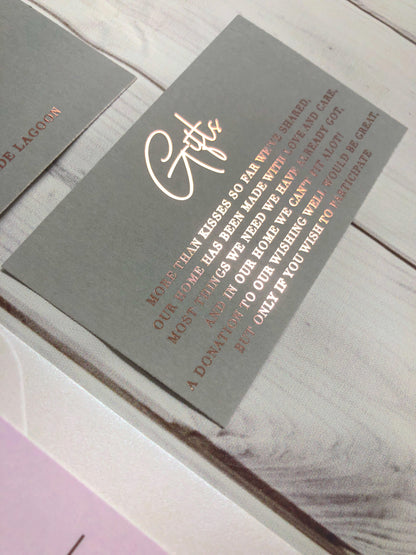 "Shannon" Grey and Pink Foil Wedding Invitation Suite - Glitzy Prints