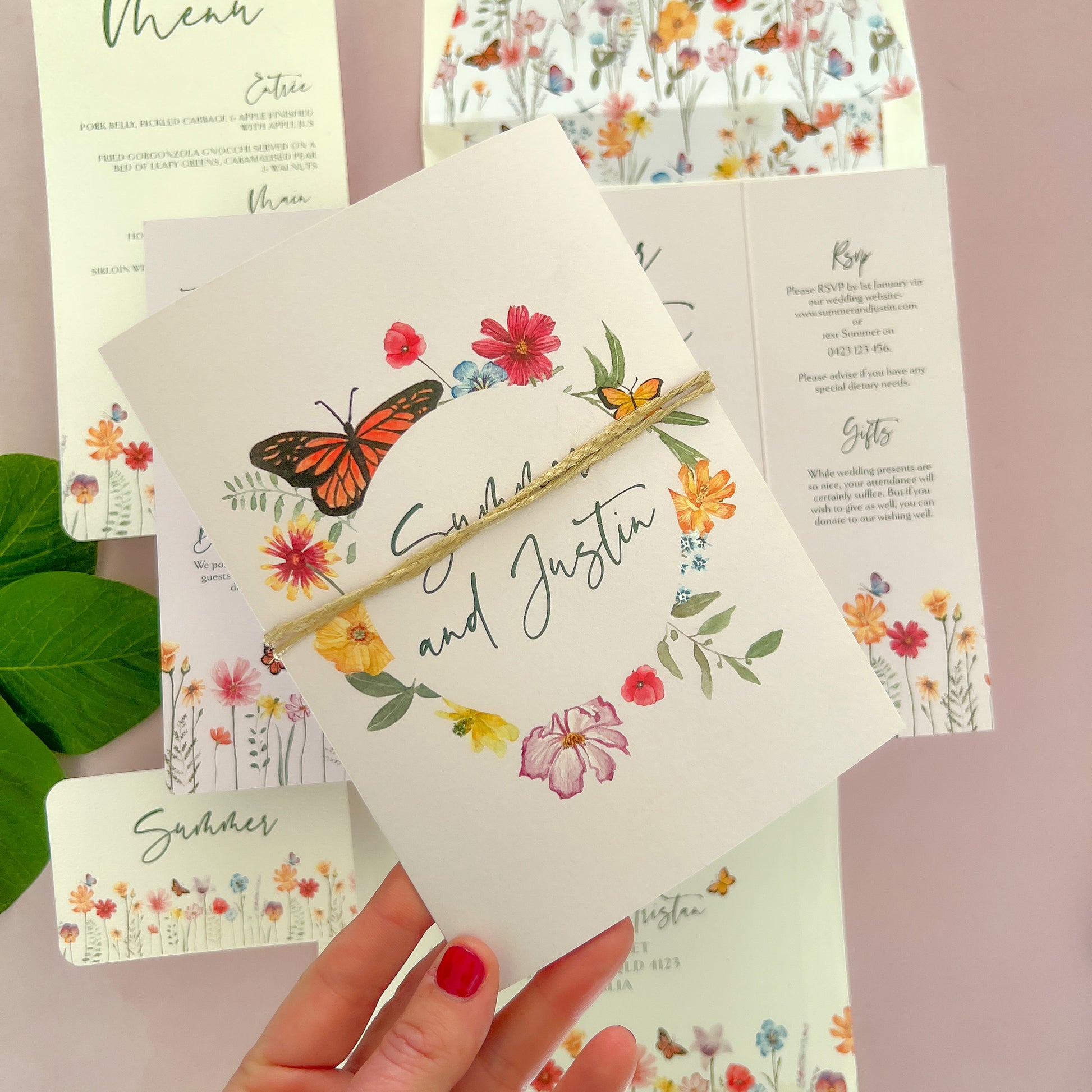 "Summer" Blush Pink Gate Fold All in One Invitation - Glitzy Prints