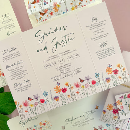 "Summer" Blush Pink Gate Fold All in One Invitation - Glitzy Prints