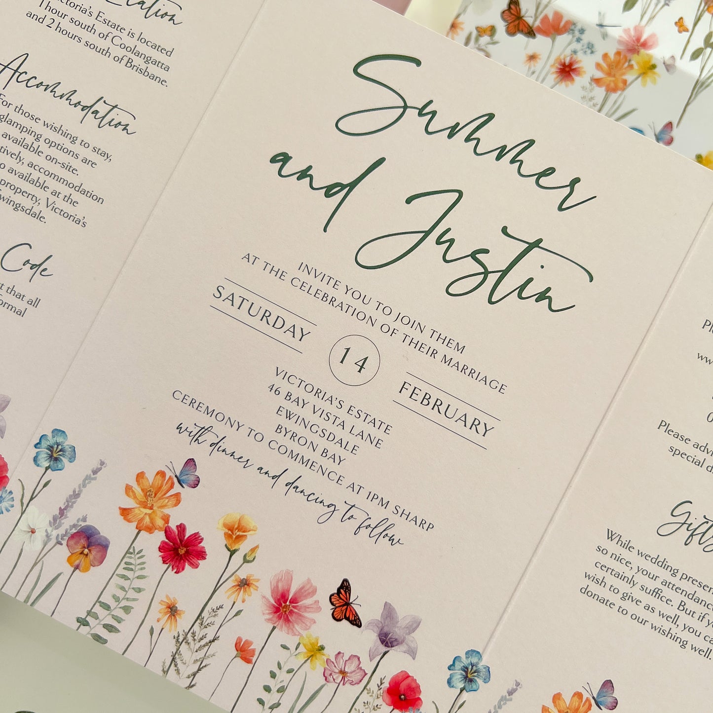 "Summer" Blush Pink Gate Fold All in One Invitation - Glitzy Prints