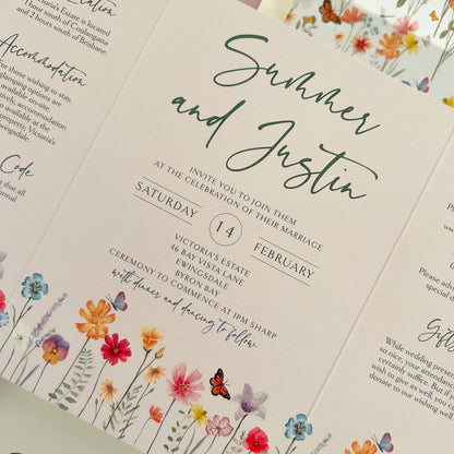 "Summer" Blush Pink Gate Fold All in One Invitation - Glitzy Prints