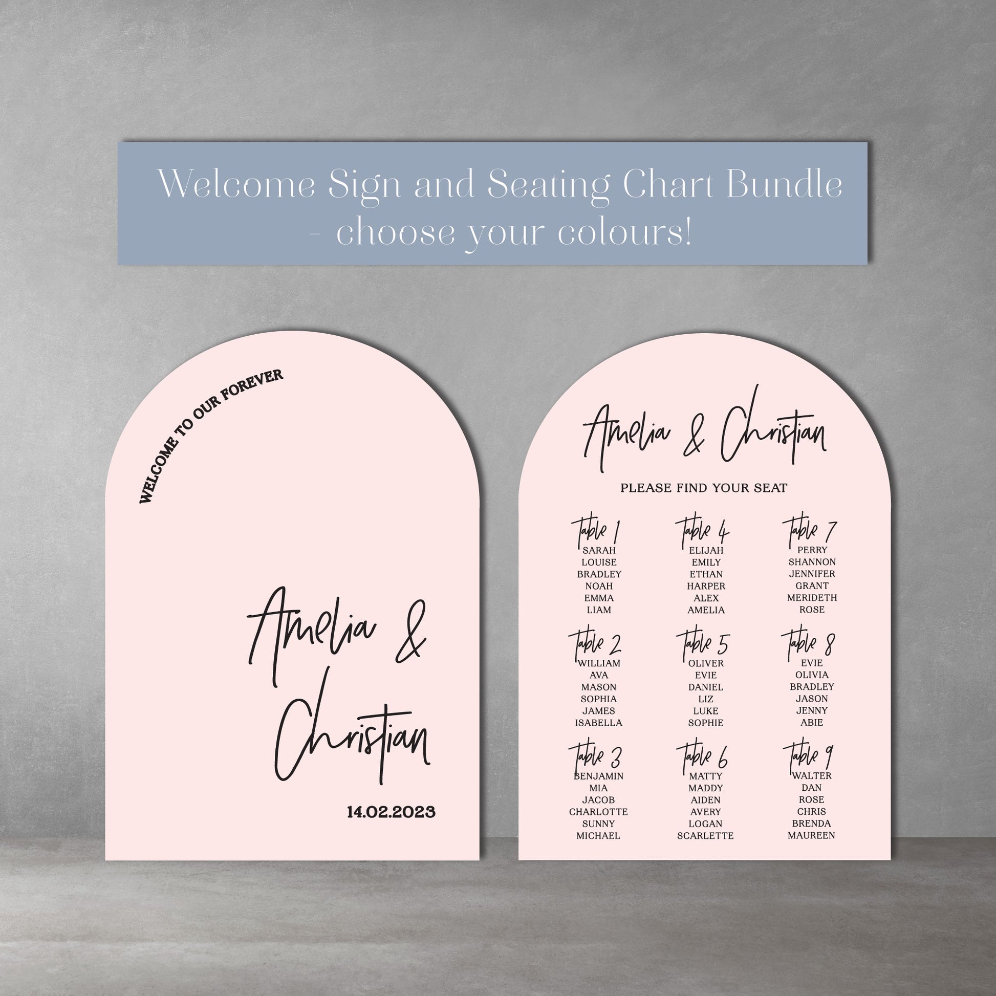 Printed Wedding Welcome Sign Seating Chart Bundle
