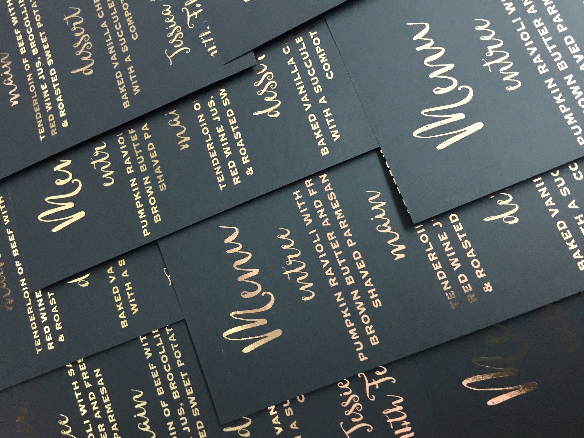 Black and Gold Wedding Menu Cards - Glitzy Prints