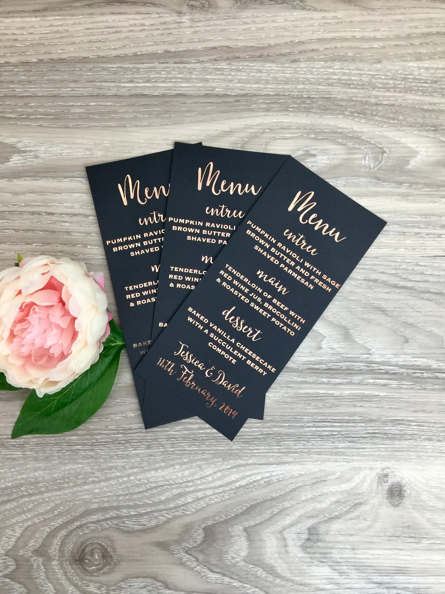 Black and Gold Wedding Menu Cards - Glitzy Prints