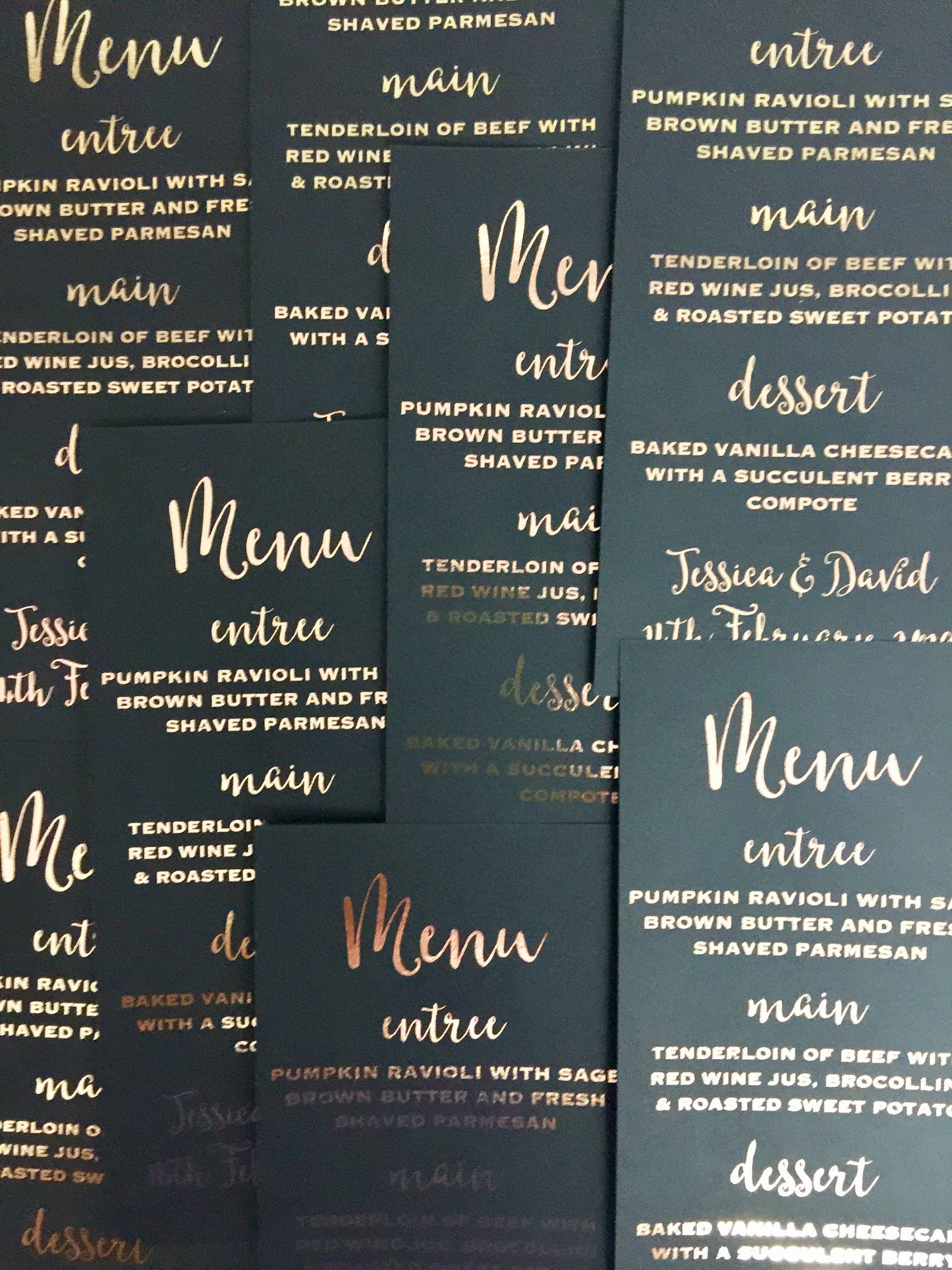 Black and Gold Wedding Menu Cards - Glitzy Prints